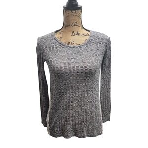 Jolt Women's Gray Knit Long Sleeve Top with Crochet Lace Detail Size‎ Small